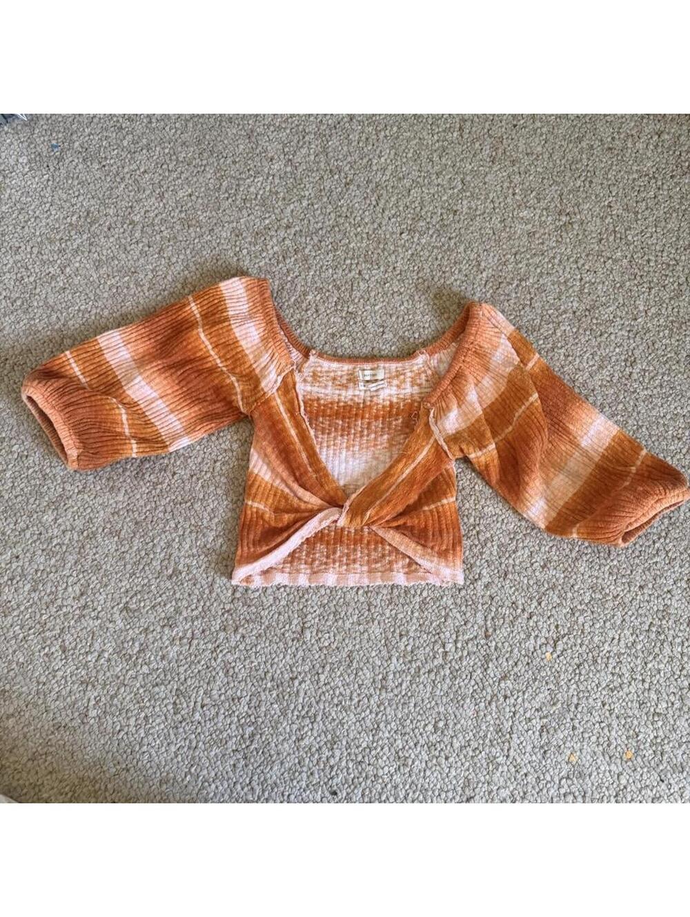Orange and white striped crop top